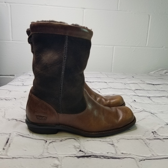 Ugg Brookffield brown short sheepskin cuffable boots - Picture 2 of 11